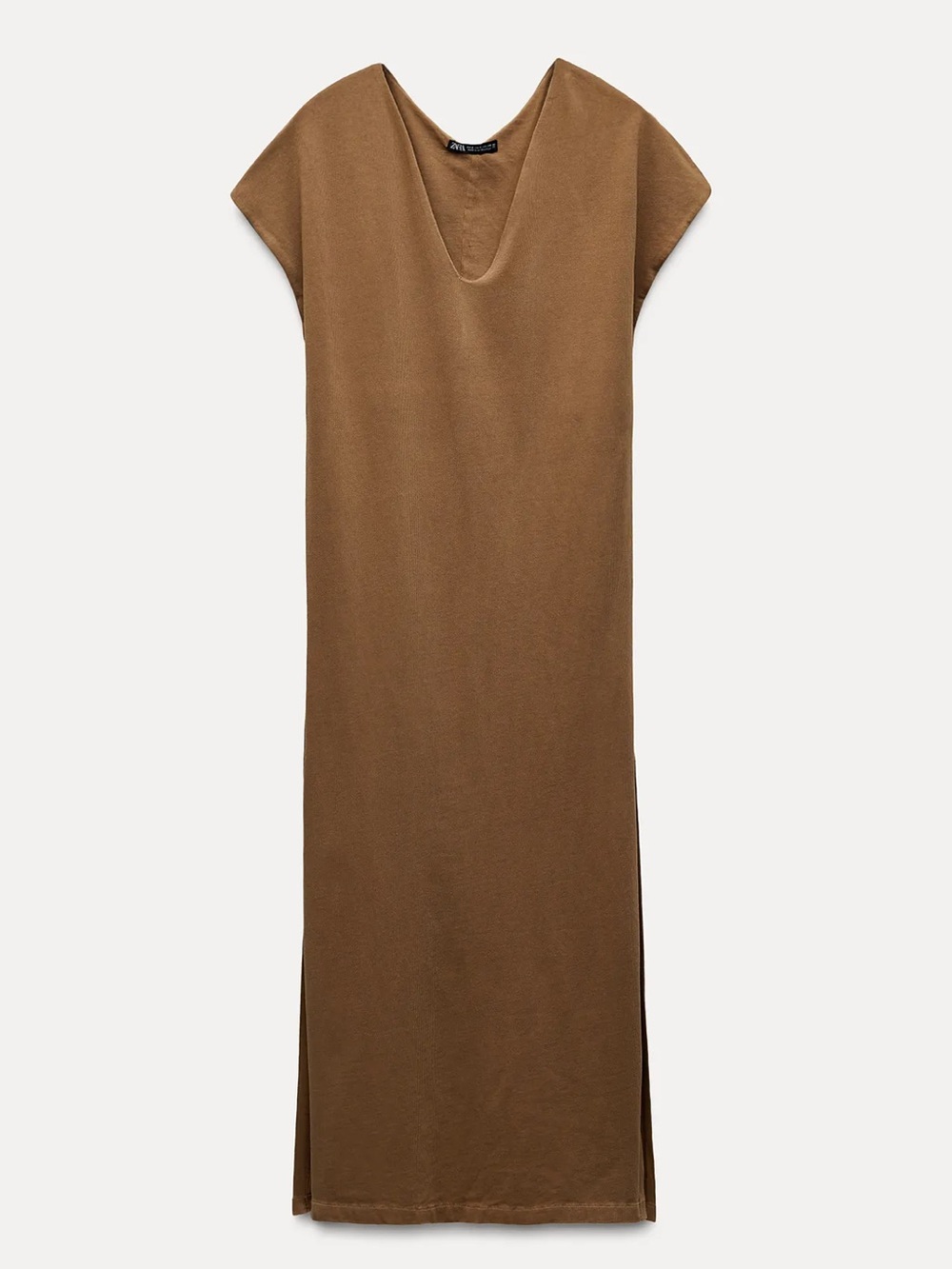 Washed Effect Midi Dress in Toffee